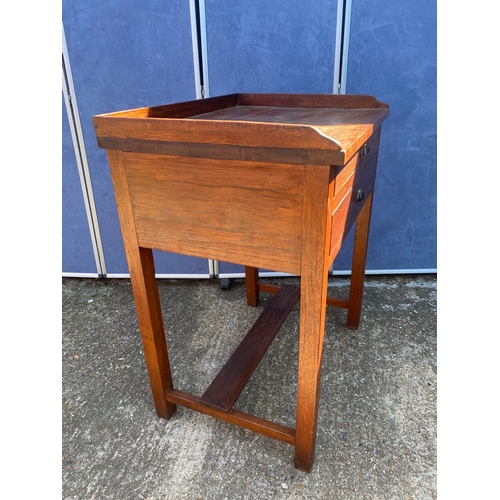 338 - Antique Oak Two draw Bistro side table - 76cm x 58cm x 96cm