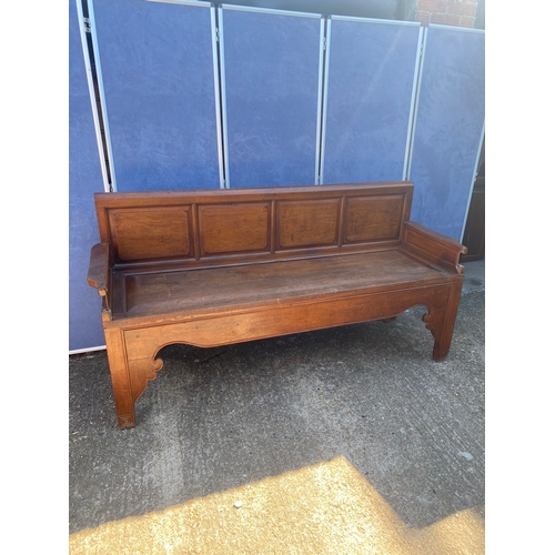 340 - Large Antique oak bench 191cm x 58cm x 91cm