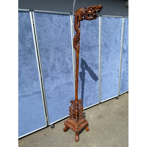 432 - Antique 6 foot Chinese carved wooden lantern post