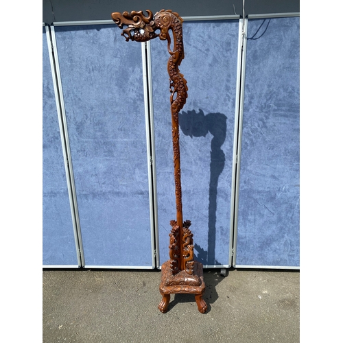 432 - Antique 6 foot Chinese carved wooden lantern post