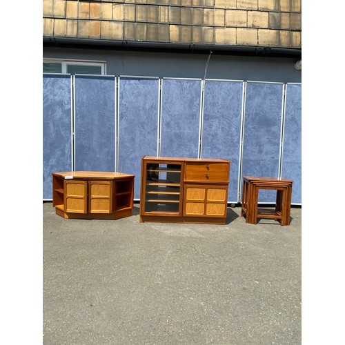 444 - Mid Century Teak Parker knoll entertainment cabinet, TV Stand and nest of tables