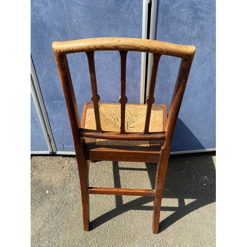 445 - Set of Six English Oak, rush seated dining chairs c19th century