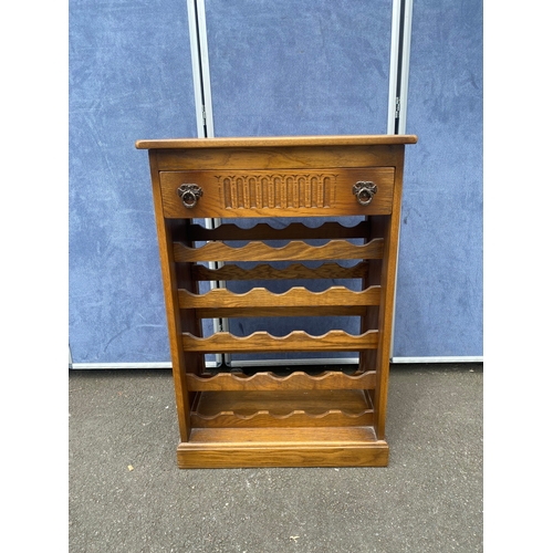 467 - Vintage Webber Furniture wine rack unit with drawer.