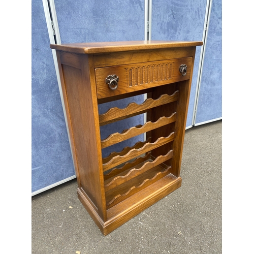 467 - Vintage Webber Furniture wine rack unit with drawer.