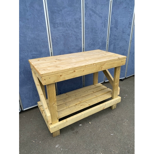 468 - Solid timber work bench.