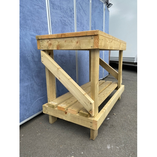 468 - Solid timber work bench.