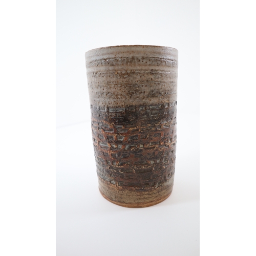 21A - Mid Century Studio Pottery Stoneware Cylinder Vase