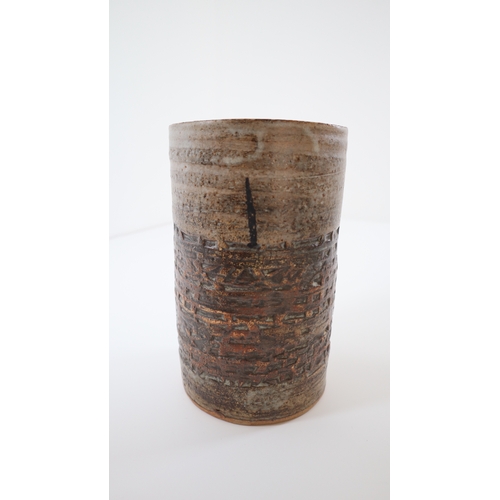 21A - Mid Century Studio Pottery Stoneware Cylinder Vase