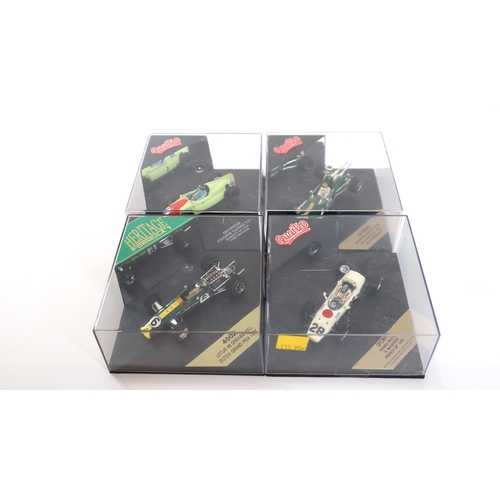 5 - Three Quartzo & Heritage Formula 1 Cased Display Models Cooper Climax T51 , Brabham Repco, Lotus 49 ... 