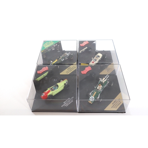 5 - Three Quartzo & Heritage Formula 1 Cased Display Models Cooper Climax T51 , Brabham Repco, Lotus 49 ... 