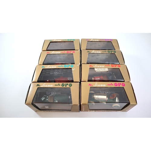 9 - Eight Brumm Serie Oro Model Cars Boxed Ferrari 136, Vanwall F1, Bugatti lipo 59 (2), Ferrari 801, Fe... 