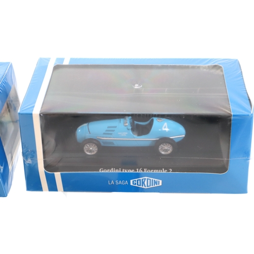 11 - Three boxed La Saga Gordini Models Type 16 Formule 1 , Type 16 Formule 2, + 1 other - 1:43 Scale