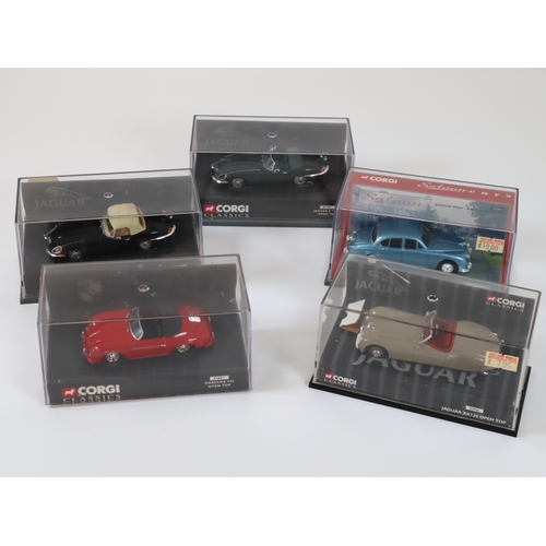 65 - 5 Cased Corgi Classic Jaguar 1:32 Scale Die Cast Models