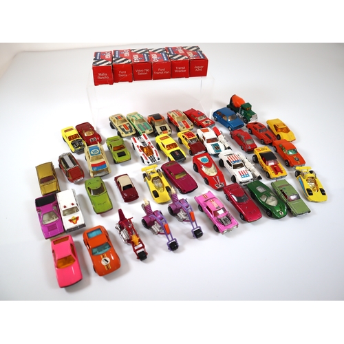 70 - Collection of boxed and loose Corgi & Matchbox 1:64 scale die cast model cars / trikes