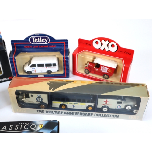 77 - Collection of boxed Corgi, Lledo + other model cars and commercial vehicles