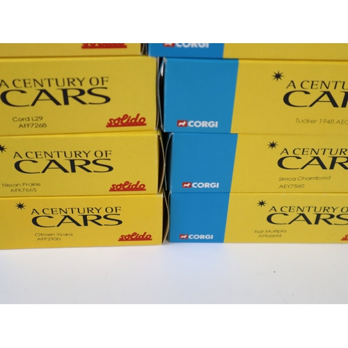 78 - 9 x boxed Corgi / Solido A century of cars die cast metal models