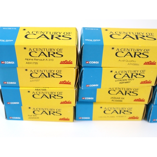 79 - 13 x Boxed Corgi / Solido a century of cars die-cast models