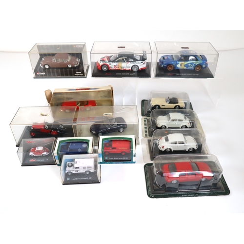 81 - Collection of cased die-cast models Corgi, Saico, Dinky, Cararama, Schuco + others Land Rovers, Clas... 