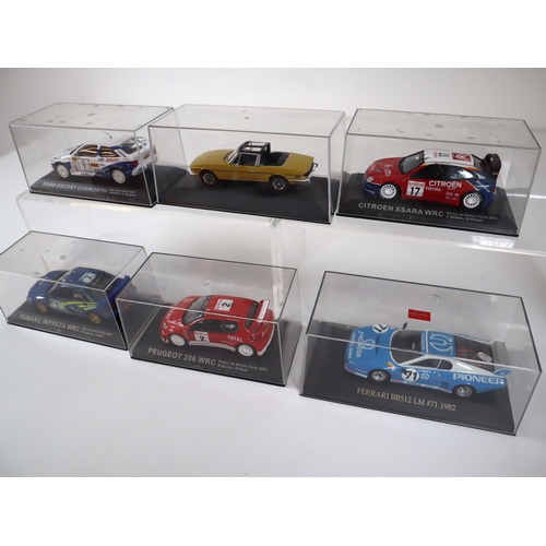 85 - Cased 1:32 Scale Die-cast Rally Model Cars Ford Escort Coswroth, Subaru Impreza WRC, Peugeot 206 WRC... 