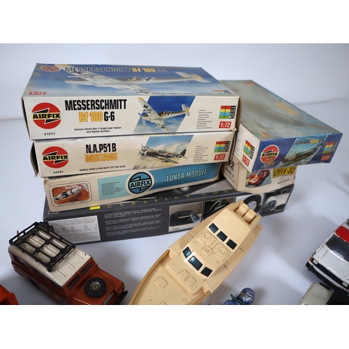 91 - Collection of die-cast metal commercial & fighter planes, and Air Fix plastic kits + others includin... 