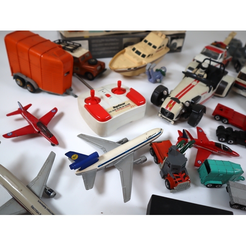 91 - Collection of die-cast metal commercial & fighter planes, and Air Fix plastic kits + others includin... 