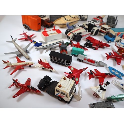 91 - Collection of die-cast metal commercial & fighter planes, and Air Fix plastic kits + others includin... 