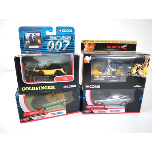 92 - Boxed Corgi James Bond Models - Goldfinger Rolls Royce, Gyrocopter, BMW Z3, Aston Martin Vanquish