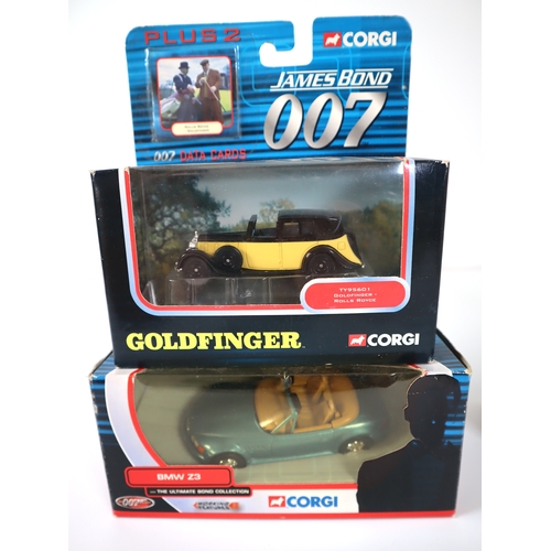 92 - Boxed Corgi James Bond Models - Goldfinger Rolls Royce, Gyrocopter, BMW Z3, Aston Martin Vanquish