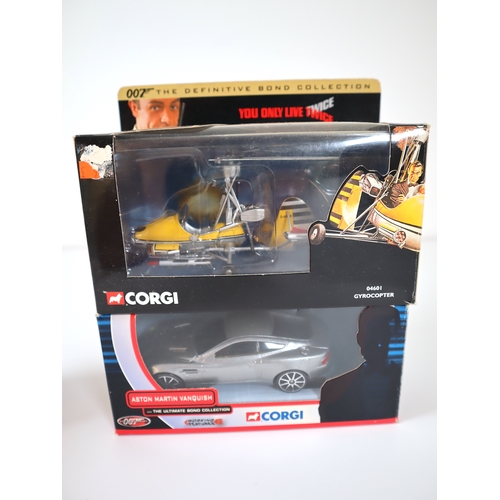 92 - Boxed Corgi James Bond Models - Goldfinger Rolls Royce, Gyrocopter, BMW Z3, Aston Martin Vanquish