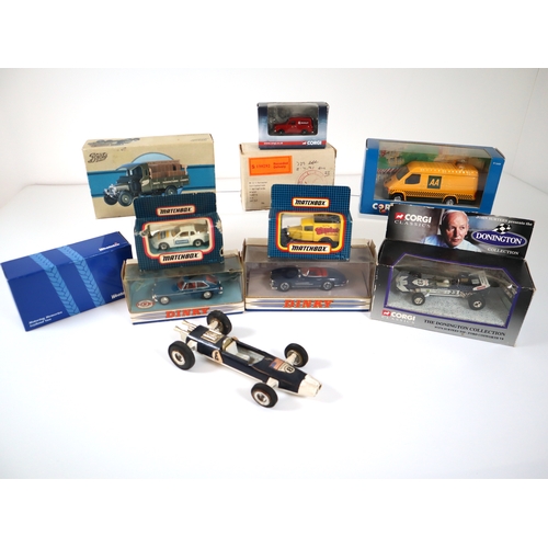 93 - Boxed Corgi The Donington Collection Ford Cosworth V8 John Surtees, Dinky MG & Mercedes, Matchbox + ... 