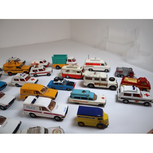 95 - Collection of Loose Die-Cast Metal Corgi, Matchbox + other Commercial Vehicles / Emergency Services ... 