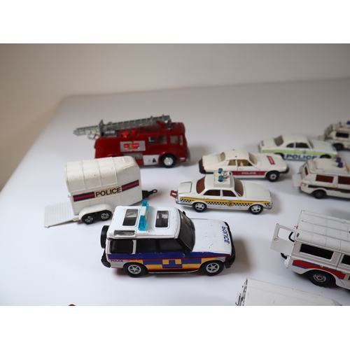 95 - Collection of Loose Die-Cast Metal Corgi, Matchbox + other Commercial Vehicles / Emergency Services ... 