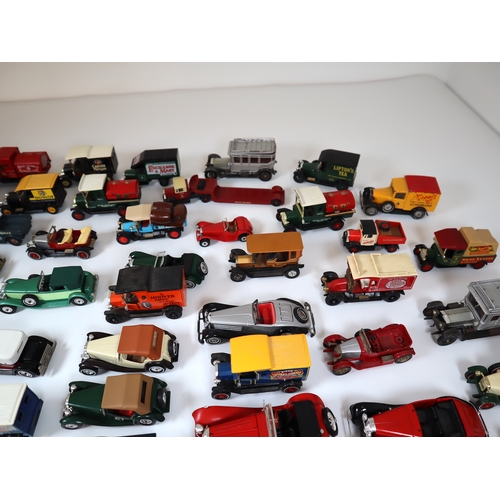 98 - Collection of Loose Die-Cast Metal Corgi, Matchbox,  Lledo + other classic cars / commercial vans