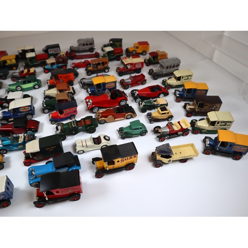 98 - Collection of Loose Die-Cast Metal Corgi, Matchbox,  Lledo + other classic cars / commercial vans