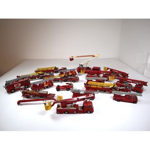 103 - Collection of Loose Die-Cast Metal Corgi, Matchbox, Dinky Fire Engines