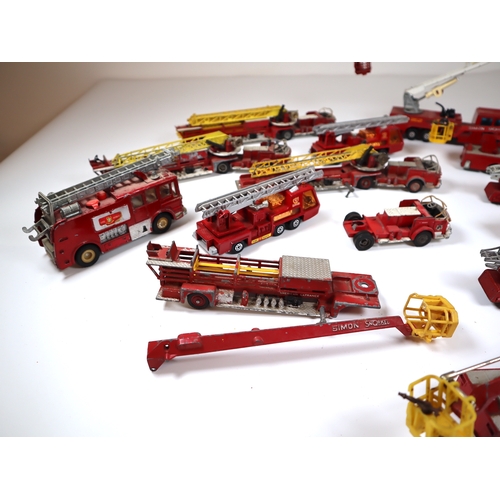 103 - Collection of Loose Die-Cast Metal Corgi, Matchbox, Dinky Fire Engines