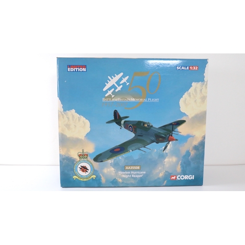 140 - Limited Edition 0043/1000 Corgi AA35508 Hawker Hurricane Royal Air Force PZ865/JX-E Named Night Reap... 