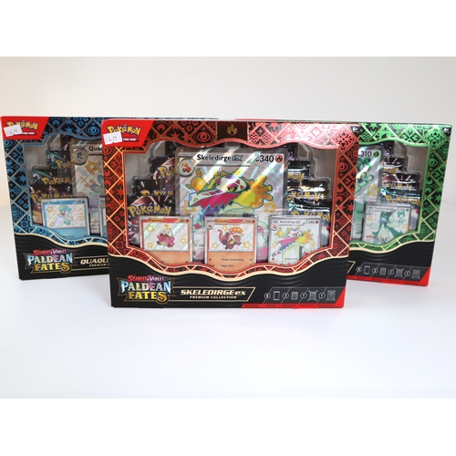 188 - Pokemon TCG - Three Sealed Scarlet & Violet Paldean Fates Premium Collection Boxes Skeledirge ex, Qu... 