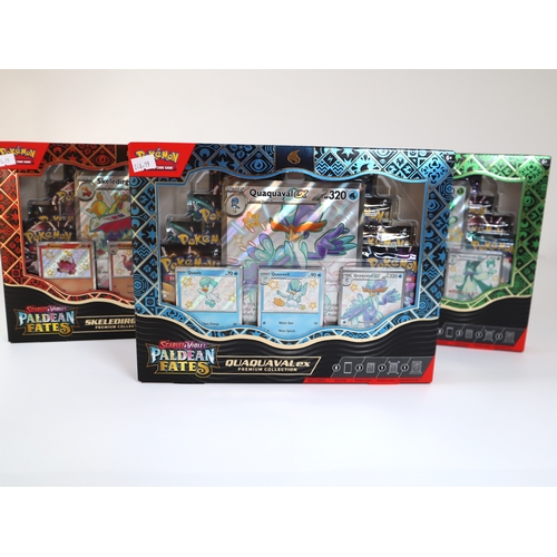 188 - Pokemon TCG - Three Sealed Scarlet & Violet Paldean Fates Premium Collection Boxes Skeledirge ex, Qu... 