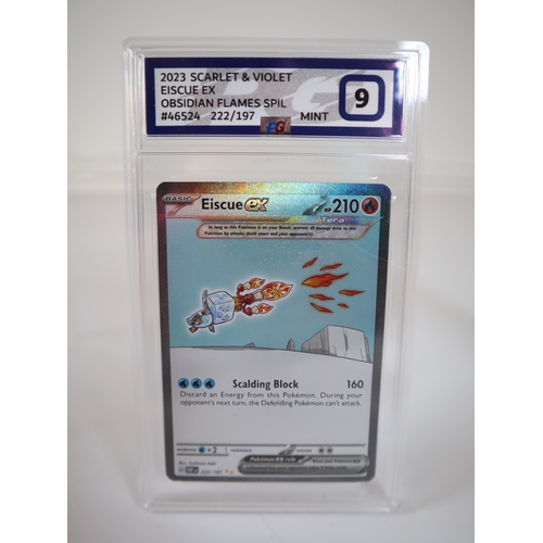 191 - Pokemon TCG - Eiscue EX 222/197 Obsidian Flames & Skwovet 222/198 Scarlet & Violet PG Graded 9 Mint