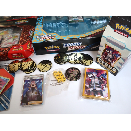 195 - Pokemon TCG - Large quantity of Paldean Fates Empty Tins / Collection Boxes all with Promo cards, co... 