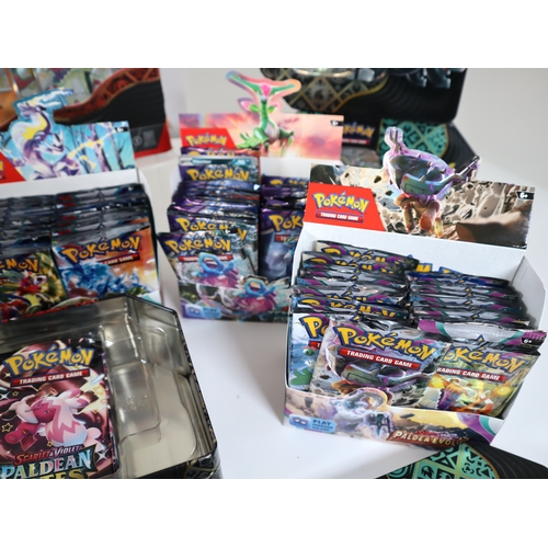 198 - Pokemon TCG - Large Quantity of opened packs from various Scarlet & Violet sets all contain non holo... 