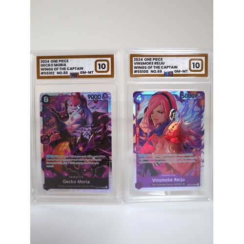 203 - Bandai One Piece TCG - 4 x Gem Mint PG Graded 10 Cards Kouzuki Hiyori SR 106, Perona SR 93, Gecko Mo... 