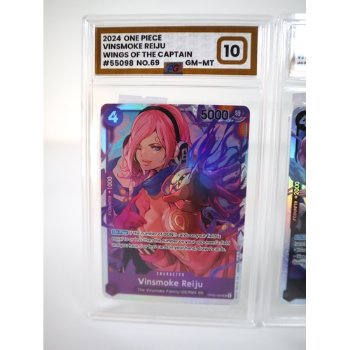 204 - Bandai One Piece TCG - 5 x Gem Mint PG Graded 10 & 9.5 Mint Cards Shanks SR 7, Perona SR 93, Gecko M... 