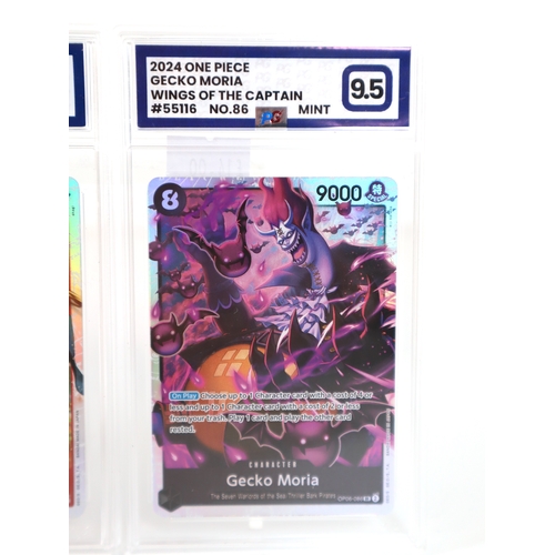 204 - Bandai One Piece TCG - 5 x Gem Mint PG Graded 10 & 9.5 Mint Cards Shanks SR 7, Perona SR 93, Gecko M... 