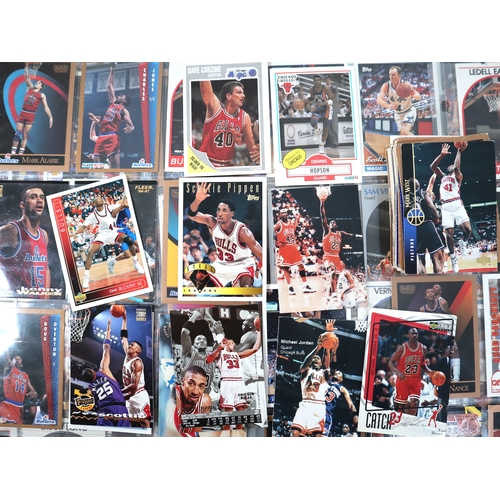 208 - Collection of NBA Sports Cards from 1980-1990's Fleer, Topps, Sky Box, Upper Deck + others in 25 bin... 