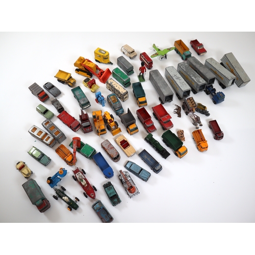 116 - Collection of vintage Corgi, Matchbox, Dinky + other model die-cast cars and commercial vehicles