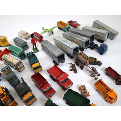 116 - Collection of vintage Corgi, Matchbox, Dinky + other model die-cast cars and commercial vehicles