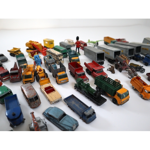 116 - Collection of vintage Corgi, Matchbox, Dinky + other model die-cast cars and commercial vehicles