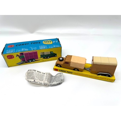 255 - Corgi toys - No2 Gift Set Land-Rover with Rice's Pony Trailer & Pony